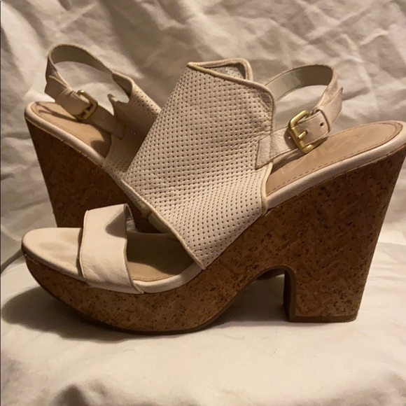 NAYA white cork open toed wedge - Picture 4 of 8